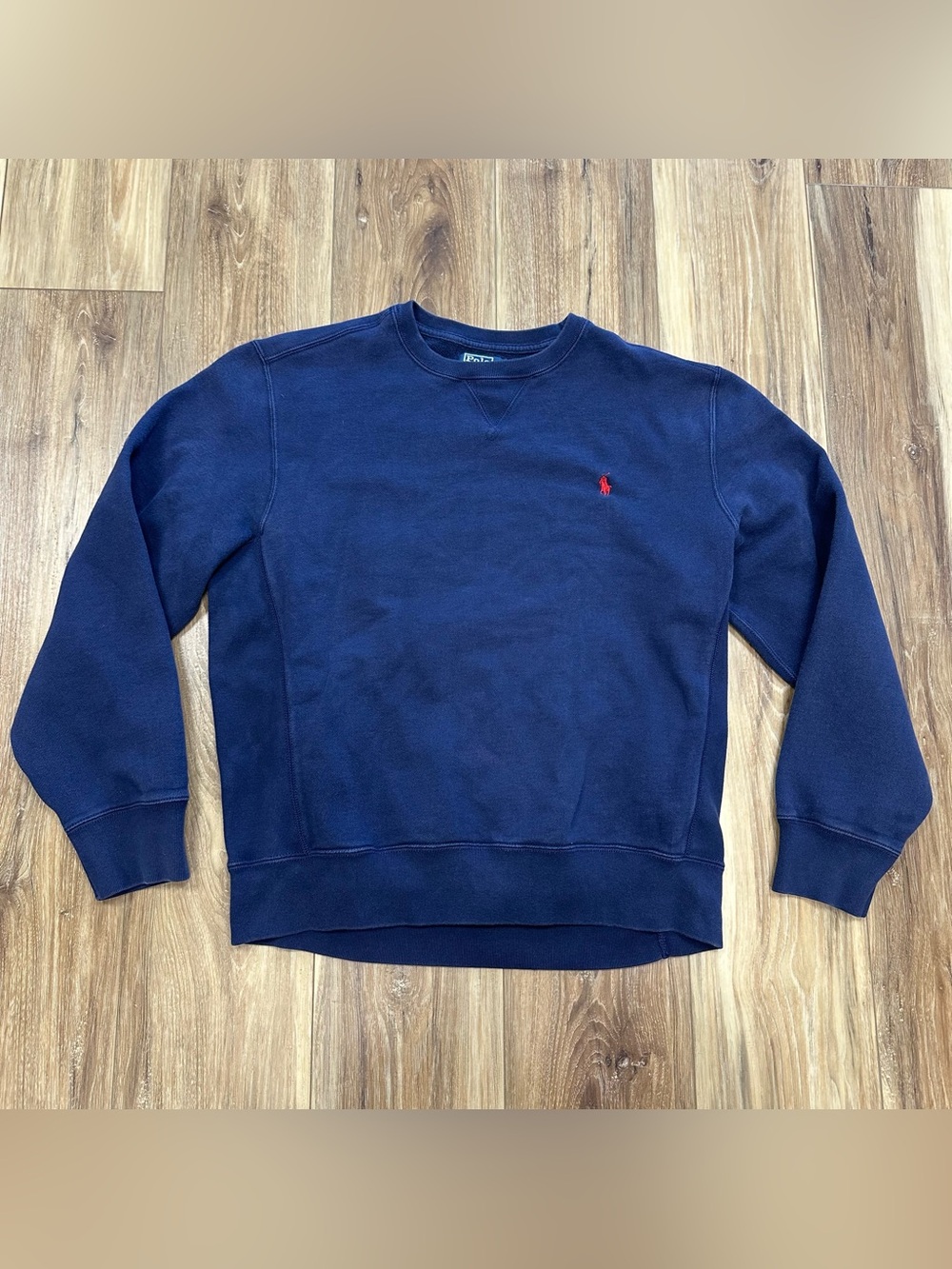 Vtg 90s Polo Ralph Lauren Crewneck Sweatshirt, Navy, Large